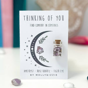 Crystals Mini Jar - Thinking Of You - Amethyst, Rose Quartz, Tiger Eye - By Molly&Izzie