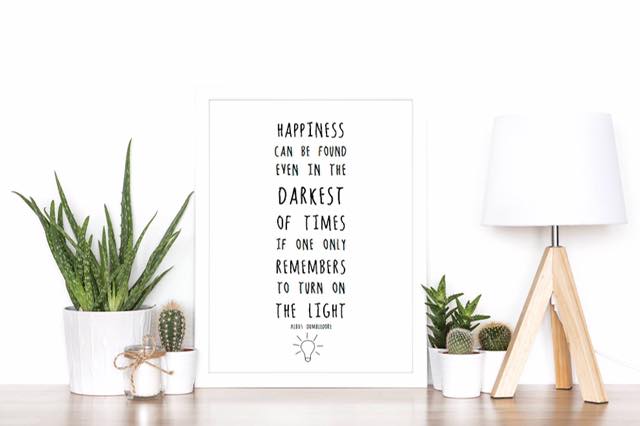 Happiness can be found even in the darkest of times - Magical Movie Inspired Quote - A4 print - I Heart Henry