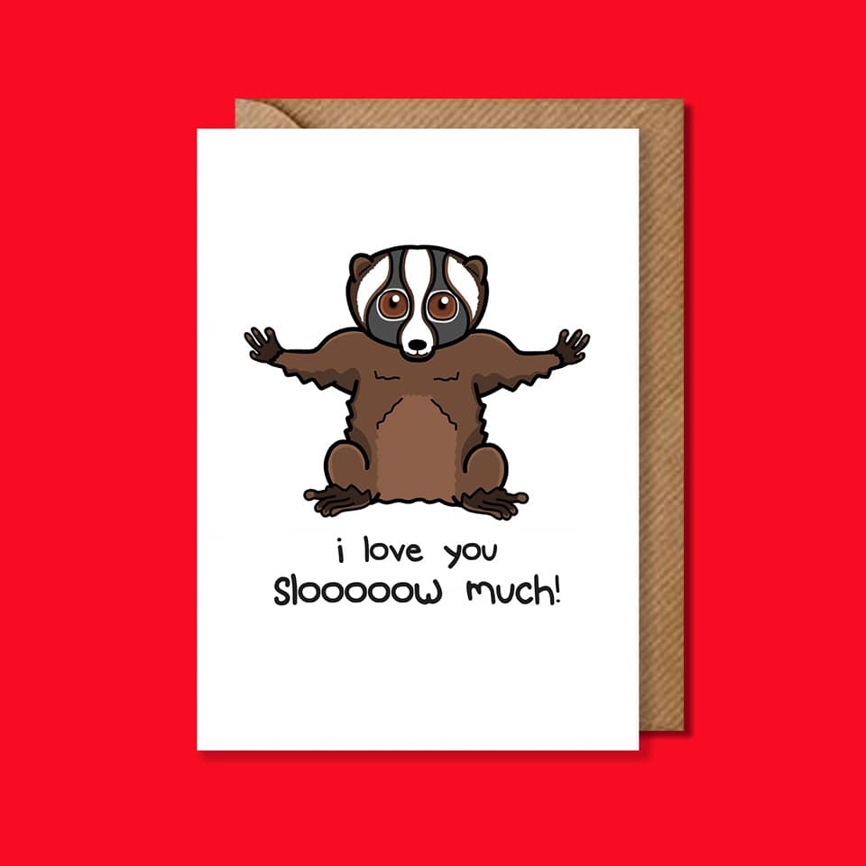 I love you Slooooow much Card - Sloth Greetings Card - Innabox - Puns