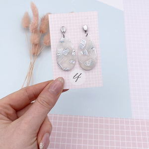 Grey terrazzo teardrop earrings - Polymer clay - Laura Fernandez Designs