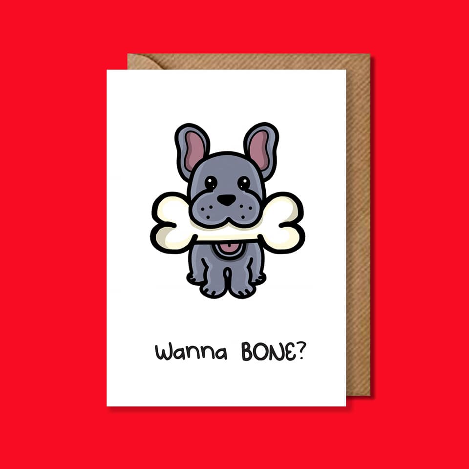 Wanna Bone Card - Cheeky Dog Greetings Card - Innabox - Puns