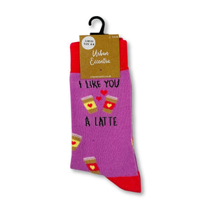 I Like You a Latte - Ladies socks - Urban Eccentric - Pun Socks
