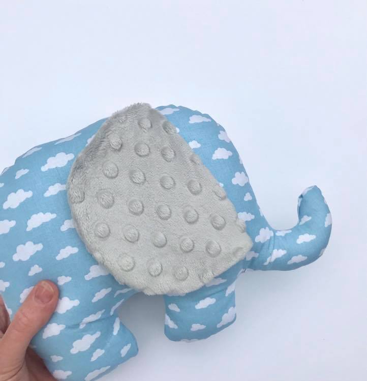 Stuffed  Elephant soft toy - Blue Clouds - Sewn by Sarah - new baby gift - nursery - children