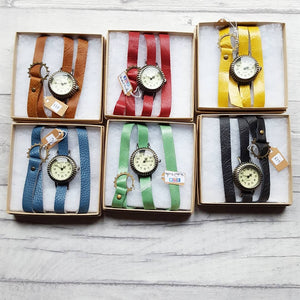 Leather Wrap Watch - Shadow Crafts - gift idea - recycled leather