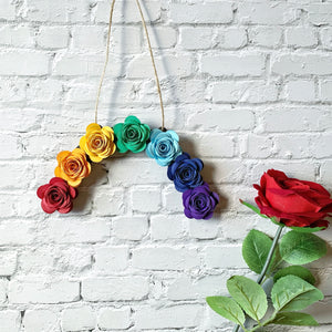 Rainbow Paper Flower Hanging Arch - Turn the Page Design