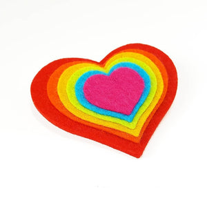 Felt Heart Brooch - Life is Better in Colour - Rainbow - Self Care