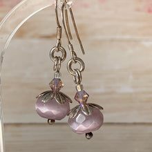 Load image into Gallery viewer, Earrings - silver - crystal -dangly- bead- Indigo Plum Creations
