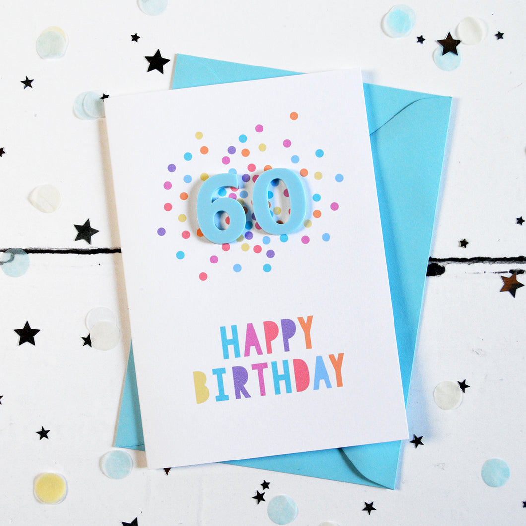 Confetti Birthday Card - Age 60 - Altered Chic