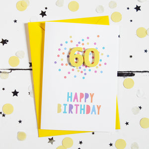 Confetti Birthday Card - Age 60 - Altered Chic