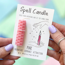 Load image into Gallery viewer, Spell Candle - Pink - Friendship, Romance, Attraction - By Mollie&amp;Izzie
