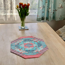 Load image into Gallery viewer, Table Centre turquoise grey coral - patchwork - tableware - Indigo Plum Creations
