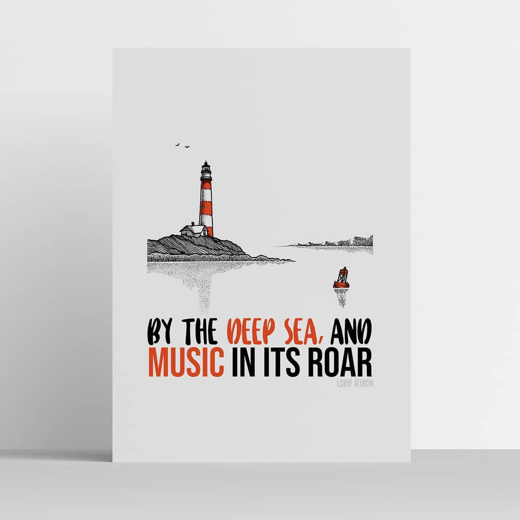 By the Deep Sea and Music in its roar A4 Print - Lord Byron - MountainManDraws