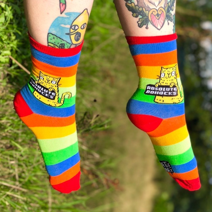 Sweary Cat Socks - Absolute Bollocks - Katie Abey - Cat lovers - sarcastic gifts