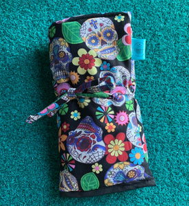 Make up Brush Roll - Dawny's Sewing Room - Sugar Skull fabric - Brush pouch