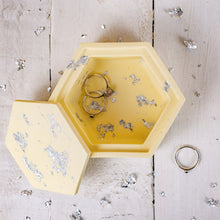 Load image into Gallery viewer, Trinket Box - Jesmonite - Yellow/Silver - Nine Angels
