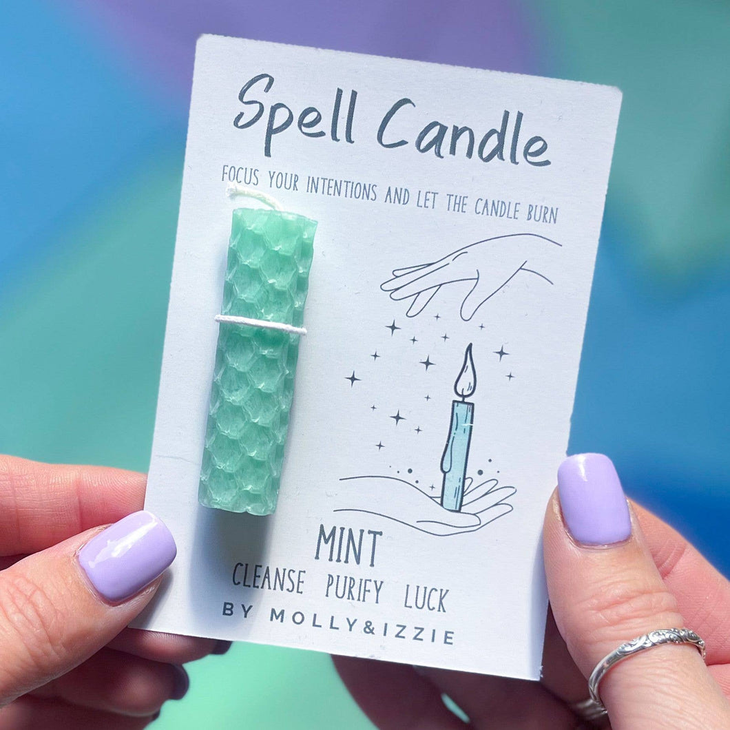 Spell Candle - Mint - Cleanse, Purify, Luck - By Molly&Izzie
