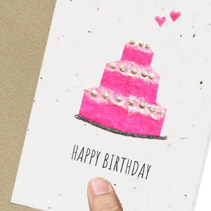Wildflower Seed Plantable Greetings Card - Birthday Cake  - Eco Friendly Cards