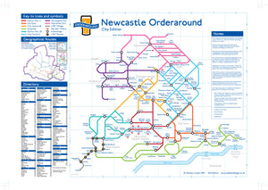 Order Around Pub Map Poster - Newcastle Edition - London Underground style Poster - Pub Map