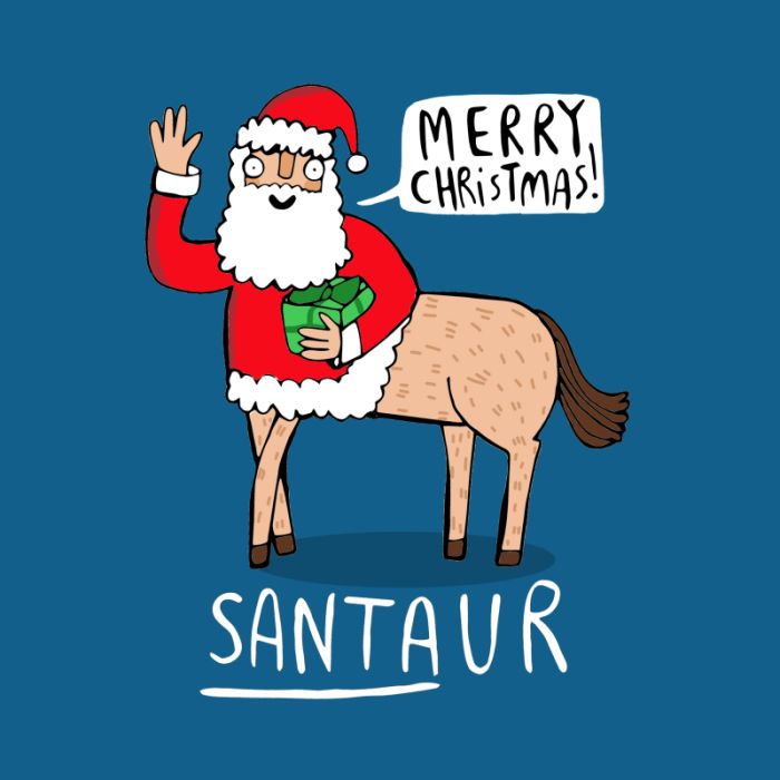 Santaur - Punny Christmas Card - Kate Abey Design Ltd - Christmas Greetings