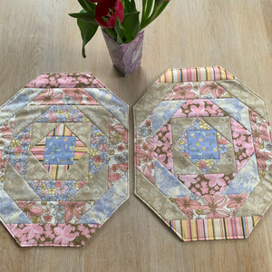 Placemats pink, blue and beige 1 - patchwork - tableware - Indigo Plum Creations