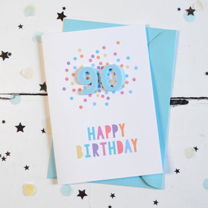 Confetti Birthday Card - Age 90 - Altered Chic