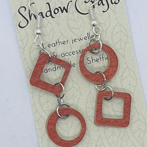 Leather Cutout Drop Earrings - Mismatched Shape - Shadow Crafts