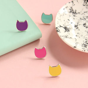 Colourful Mini cat enamel pin - cat lovers - Purple Tree Designs