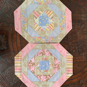 Placemats pink, blue and beige 2 - patchwork - tableware - Indigo Plum Creations