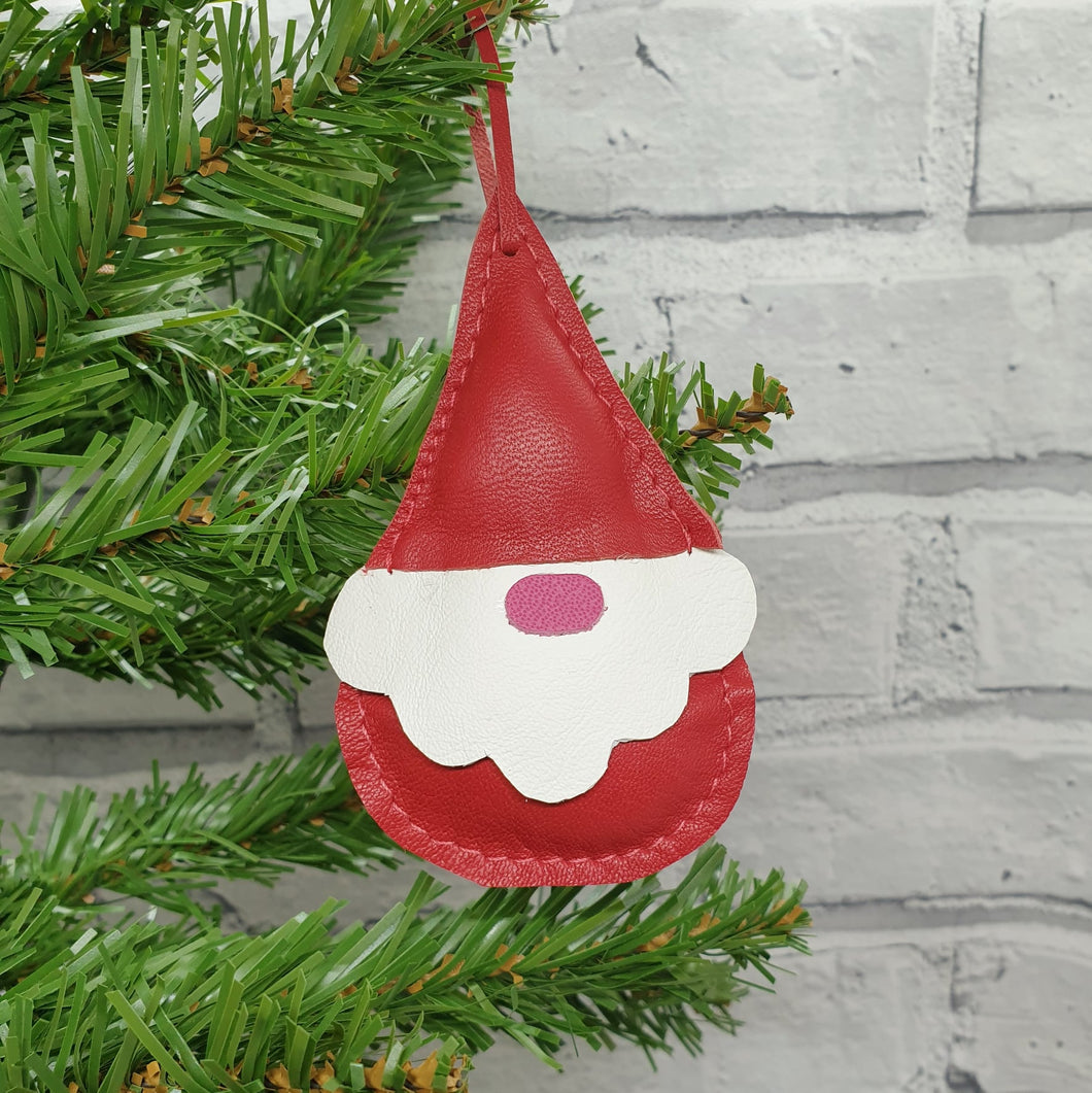 Festive Leather Gonk Christmas Tree Decoration - Red - Shadowcrafts