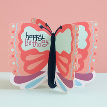 Load image into Gallery viewer, Butterfly Birthday Card - 3D pop up card - Raspberry Blossom
