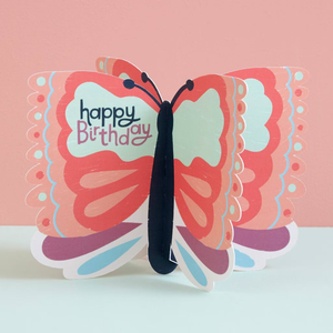 Butterfly Birthday Card - 3D pop up card - Raspberry Blossom