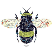 Load image into Gallery viewer, Vintage Map Artwork Framed Print - Bumble Bee - Available as Leeds, Yorkshire or Personalised Designs

