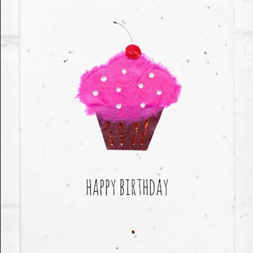 Wildflower Seed Plantable Greetings Card - Birthday Cup Cake  - Eco Friendly Cards