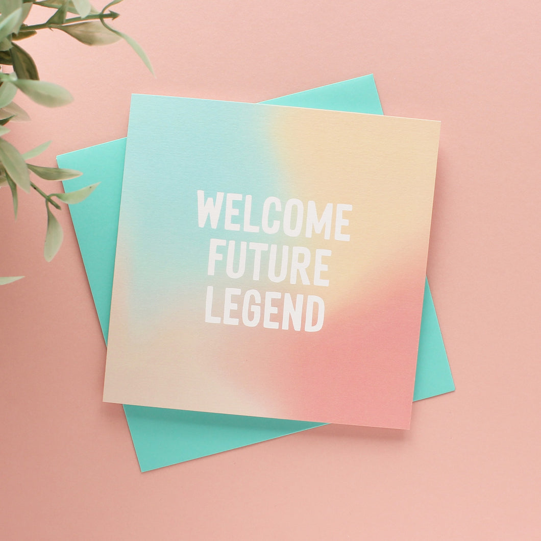 Welcome Future Legend  - gender neutral new baby card - Purple Tree Designs