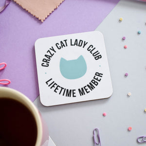 Crazy Cat Lady Club coaster - Cat Lovers - Purple Tree Designs