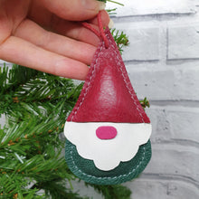 Load image into Gallery viewer, Leather Gonk Christmas Tree Decoration - Green / Red - Shadowcrafts
