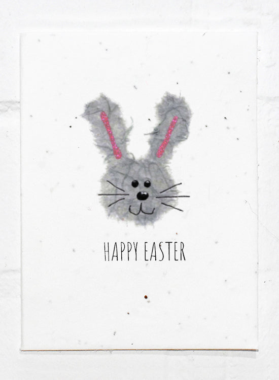 Wildflower Seed Plantable Greetings Card - Happy Easter Bunny - Eco Friendly Cards