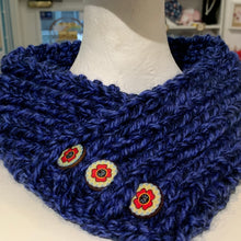 Load image into Gallery viewer, Knitted neck warmers - cowl - adult size - pull-on - button trim - Indigo Plum Creations
