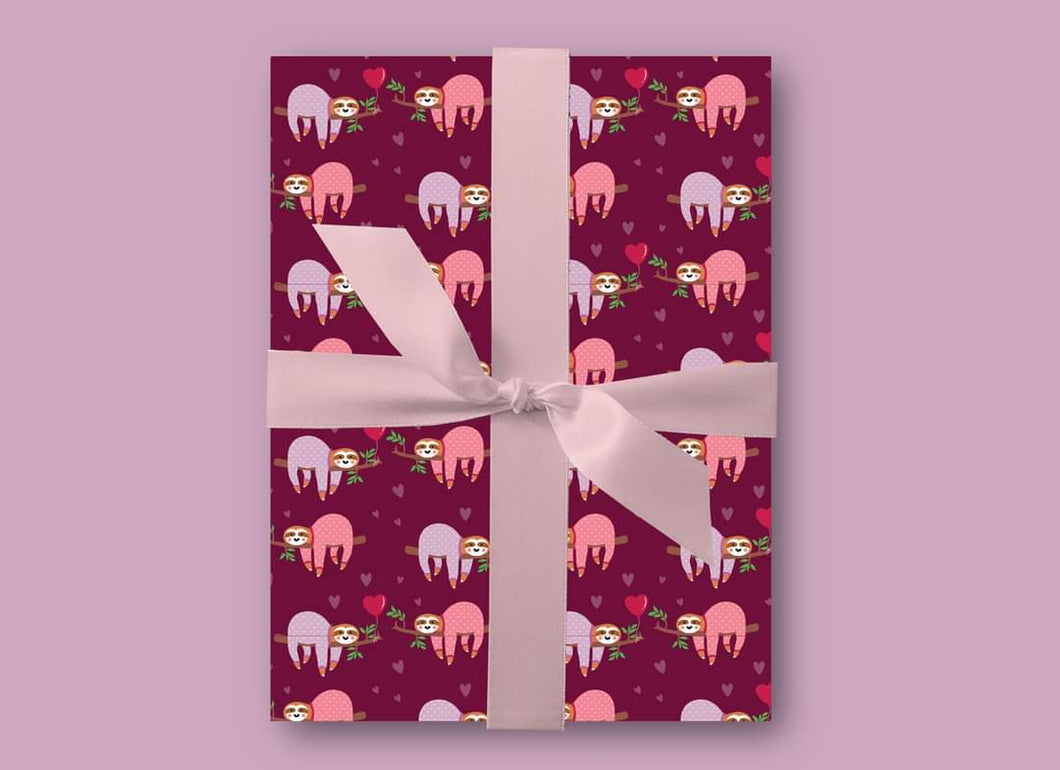 Sloths Gift Wrap - Wrapping Paper - Blush and Blossom Paper
