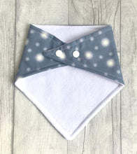 Load image into Gallery viewer, Glow in the dark bandana bib - Dribble Bib - Festive outfit - Sewn by Sarah

