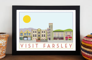 Farsley Travel inspired poster print - Sweetpea & Rascal - Yorkshire prints - Yorkshire scenes and landmarks