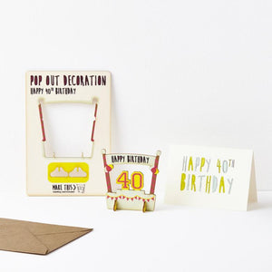 40th Birthday - Wooden Pop Out Card and Decoration - card and gift in one - The Pop Out Card Company