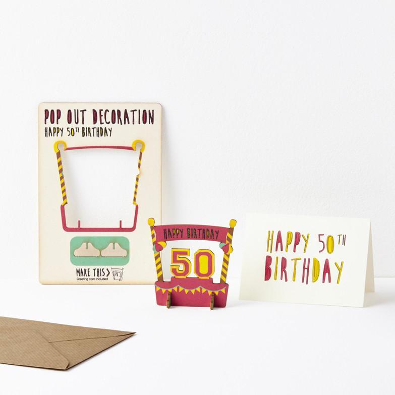 50th Birthday - Wooden Pop Out Card and Decoration - card and gift in one - The Pop Out Card Company