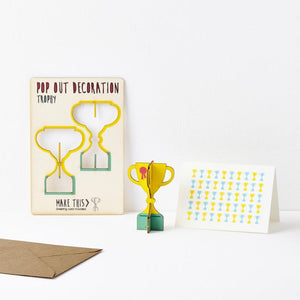 Trophy - Wooden Pop Out Card and Decoration - card and gift in one - The Pop Out Card Company