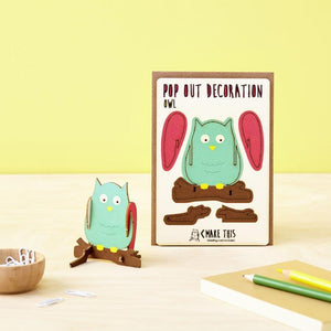 Owl - Wooden Pop Out Card and Decoration - card and gift in one - The Pop Out Card Company