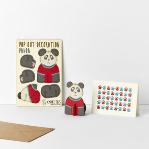 Panda - Wooden Pop Out Card and Decoration - card and gift in one - The Pop Out Card Company