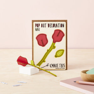 Red Rose - Wooden Pop Out Card and Decoration - card and gift in one - The Pop Out Card Company