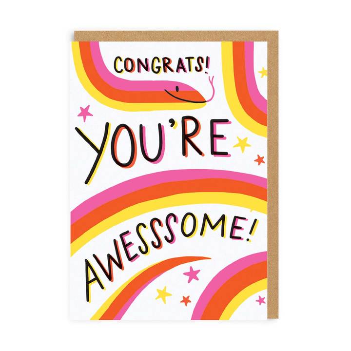Congrats, you're awessssome - Snake Pun greetings card - OHHDeer