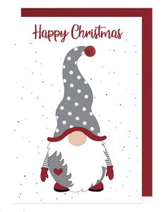 Happy Christmas Gnome Card - Gonk Christmas card - Hello Sweetie