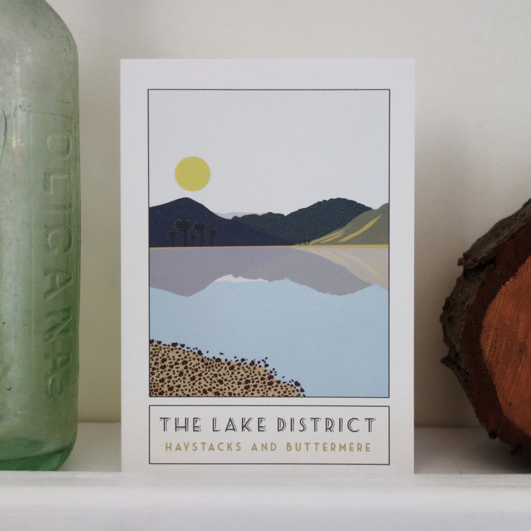 Haystacks and Buttermere Lake District greetings card - tourism poster inspired - Sweetpea and Rascal
